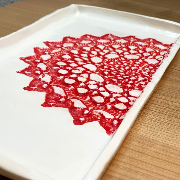 Kuchenplatte rot-weiss