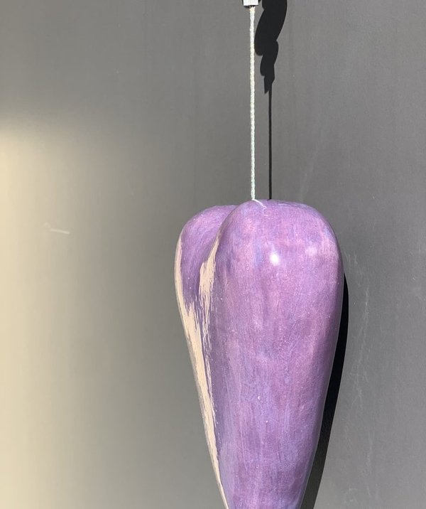Herz 8 x 11 cm, violett, mittel, mit Murano-Glasperlen